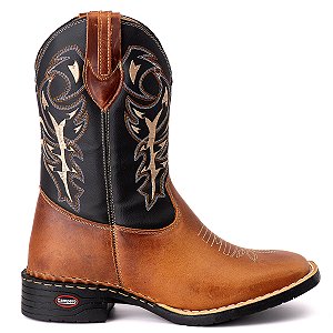 Bota Texana Country Rodeio Em Couro Fóssil Cor Mostarda ref 223