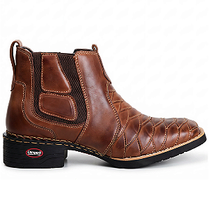 Bota Masculina em Couro Campero Cano Curto Pinhão Ref186
