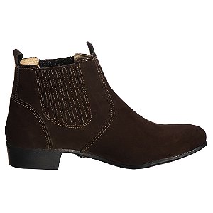 Botina Feminina couro Nobuk Café Ref 1100