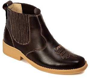 Botina masculina café sola amarela bico redondo ref 103