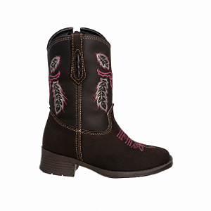 Bota texana infantil feminino Boi marrom/rosa ref 506
