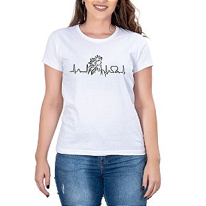 Camiseta Feminina Country Amor por Cavalos Batimentos Coração Manga curta Branca