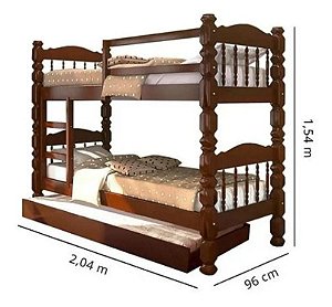 Beliche palmo com cama auxiliar- castanho