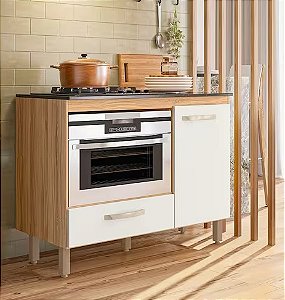 BALCAO FIT PARA COOKTOP COM RECORTE 1PT 1GAV FREIJO/ OFF WHITE