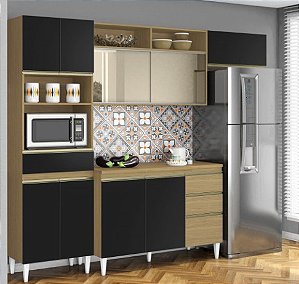 Cozinha Modulada Compacta CLARA - ATACAMA/GRAFITE com 04 peças