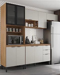 Cozinha Modulada Compacta FIRENZE - AMENDOA NUDE com 04 peças