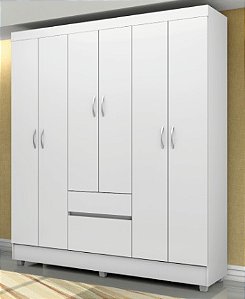 Guarda Roupa FLASH 6 portas e 02 gavetas BRANCO/ROSA Flex