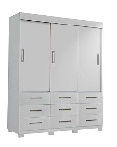 Guarda Roupa 3 portas de correr e 9 gavetas ITAPEMA BRANCO