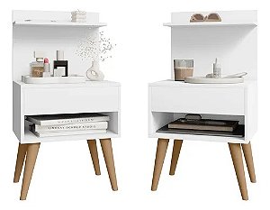 Kit com 02 unidades Mesa de Cabeceira KOSOVO BRANCO