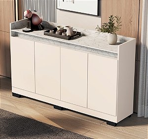 BUFFET REAL 04 PTS OFF WHITE/MARMORE BRANCO