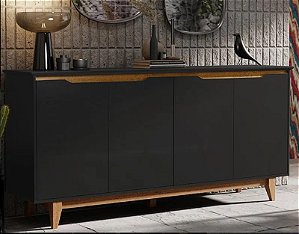 BUFFET 4 PORTAS FLOW PRETO