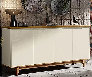 BUFFET 4 PORTAS FLOW OFF WHITE/FREIJO
