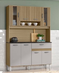 KIT COZINHA CORAL 8 portas DAMASCO RIPADO/OFF WHITE