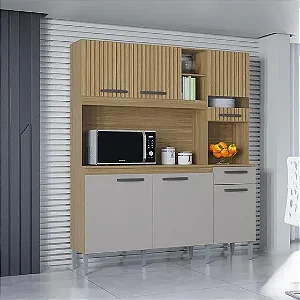 KIT COZINHA 6PTS BARBARA DAMASCO RIPADO/OFF WHITE