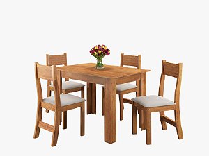 Conjunto de mesa PALLACE com 4 cadeiras BRISA MEL/LINHO OFF WHITE