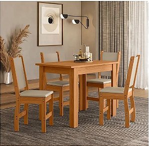 Conjunto de mesa BELLAGIO com 4 cadeiras FREIJO/SAVANA