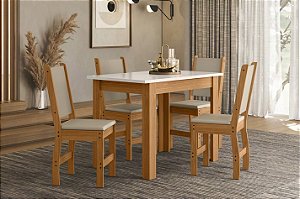 Conjunto de mesa BELLAGIO com 4 cadeiras FREIJO/OFF WHITE