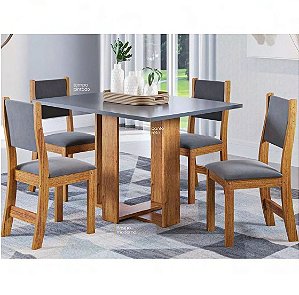 Conjunto de mesa HAVANA com 4 cadeiras SOL MEL/CINZA