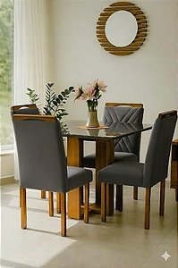 Conjunto de mesa ANJO com 4 cadeiras Gol MEL-CINZA/CINZA