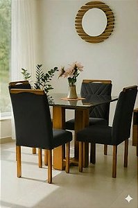 Conjunto de mesa ANJO com 4 cadeiras Gol MEL-CINZA/PRETO