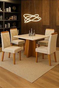 Conjunto de mesa ALICE com 4 cadeiras Olga 90X90