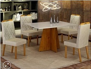 Conjunto de mesa ALICE com 4 cadeiras Olga 120X90