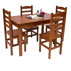 Conjunto de mesa VERNIZ com 4 cadeiras
