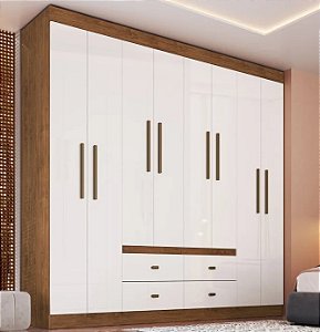 Grpa LAS VEGAS 08 Portas e 04 Gavetas Off White/ Nogueira