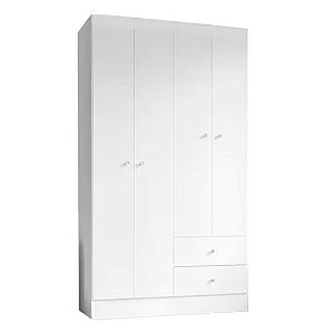 Guarda Roupa Solteiro Versa 4 Portas 2 Gavetas Branco/Rosa Flex