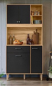 KIT COZINHA ERVA DOCE 90 CM FREIJO/PRETO