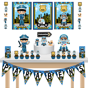 Kit festa Kit só um Bolinho Policial Mesversario Aniversário