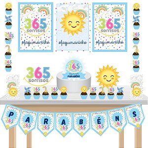 Kit Festa Fácil Kit Só Um Bolinho 365 Azul Mêsversario Aniversário
