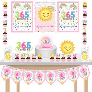 Kit Festa Fácil Kit Só Um Bolinho 365 Rosa Mêsversario Aniversário
