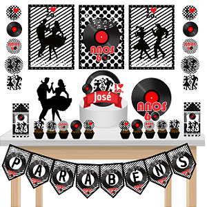 Kit Festa Fácil Kit Só Um Bolinho Anos 60 Mêsversario Aniversário