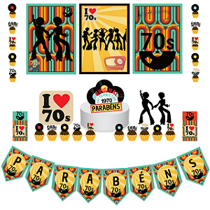 Kit Festa Fácil Kit Só Um Bolinho Anos 70 Mêsversario Aniversário