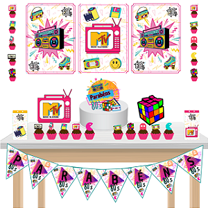 Kit Festa Fácil Kit Só Um Bolinho Anos 80 Aniversário
