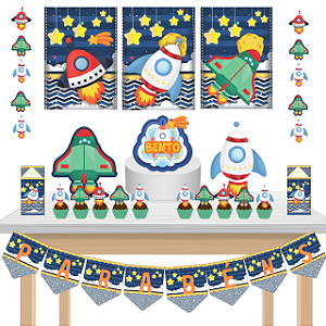 Kit Festa Fácil Kit Só Um Bolinho Astronauta Azul Mêsversario Aniversário