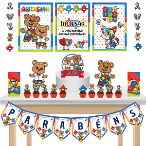 Kit Festa Fácil Kit Só Um Bolinho Autismo Ursos Mêsversario Aniversário