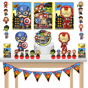 Kit Festa Fácil Kit Só Um Bolinho Avengers Super Heróis Mêsversario Aniversário
