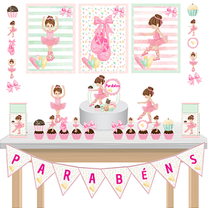 Kit Festa Fácil Kit Só Um Bolinho Bailarina Mêsversario Aniversário