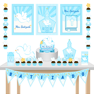 Kit Festa Fácil Kit Só Um Bolinho Batizado Azul