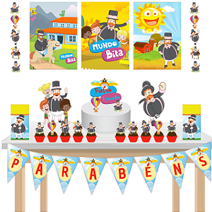 Kit Festa Fácil Kit Só Um Bolinho Mundo Bita Aniversário Mêsversário