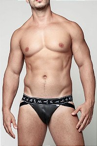 CUECA JOCKSTRAP CIRRE PRETO ELÁSTICO KAMA SUTRA FAIXA DUPLA GAY