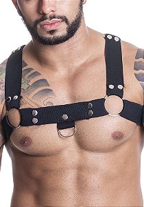 HARNESS ELASTICO NA COR PRETO COM METAIS