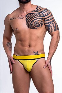JOCK EM SUPLEX AMARELO COM ELASTICO DUPLO NA CINTURA