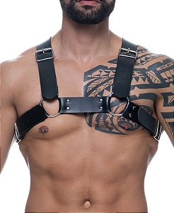 HARNESS PREMIUM DE COURO SINTETICO PRETO