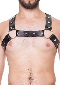 HARNESS EM COURO SINTETICO PRETO