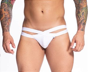 JOCK EM SUPLEX BRANCO COM ELASTICO FRONTAL DUPLO ABERTO