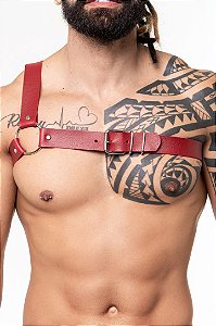 HARNESS EM COURO SINTETICO VERMELHO