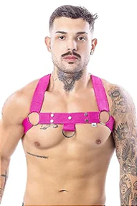 HARNESS EM ELÁSTICO ROSA COM METAL